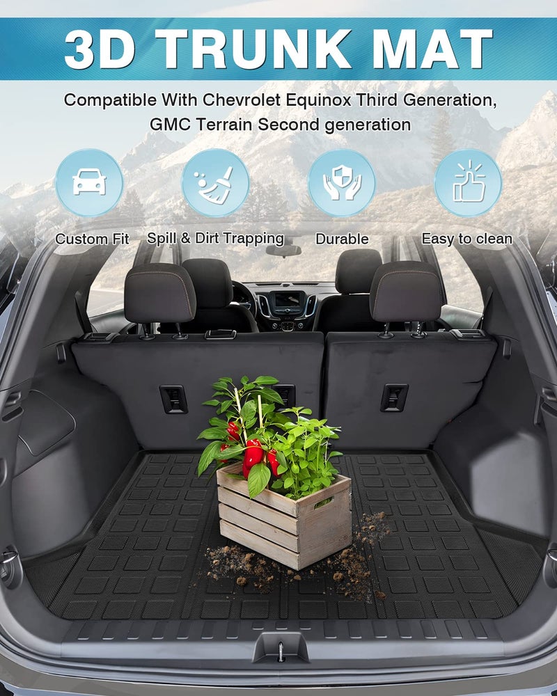 Mixsuper Cargo Liner for Chevrolet Equinox/GMC Terrain 2018-2024, Trunk Mat All Weather Cargo Mat Anti-Slip Rear Trunk Liner Black - Image 2